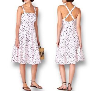 Anthropologie Hutch 8 White Floral Mini Dress Crossback Milkmaid Cottagecore